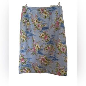 Vintage CAPACITY Knit SKIRT Large FLORAL 100% Cotton